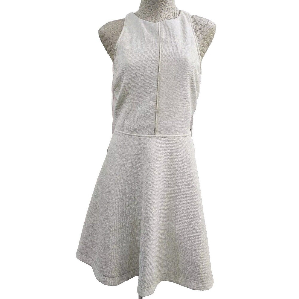 Townsen‎ White Fit & Flare Sleeveless Coated Dress Womens Large Simple Chic EUC